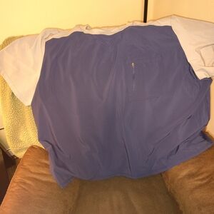 Two-Tone Scrub Top with Pocket